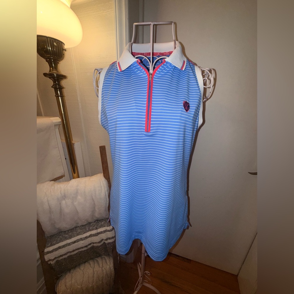 Peter Millar Blue and Pink Polo Tank